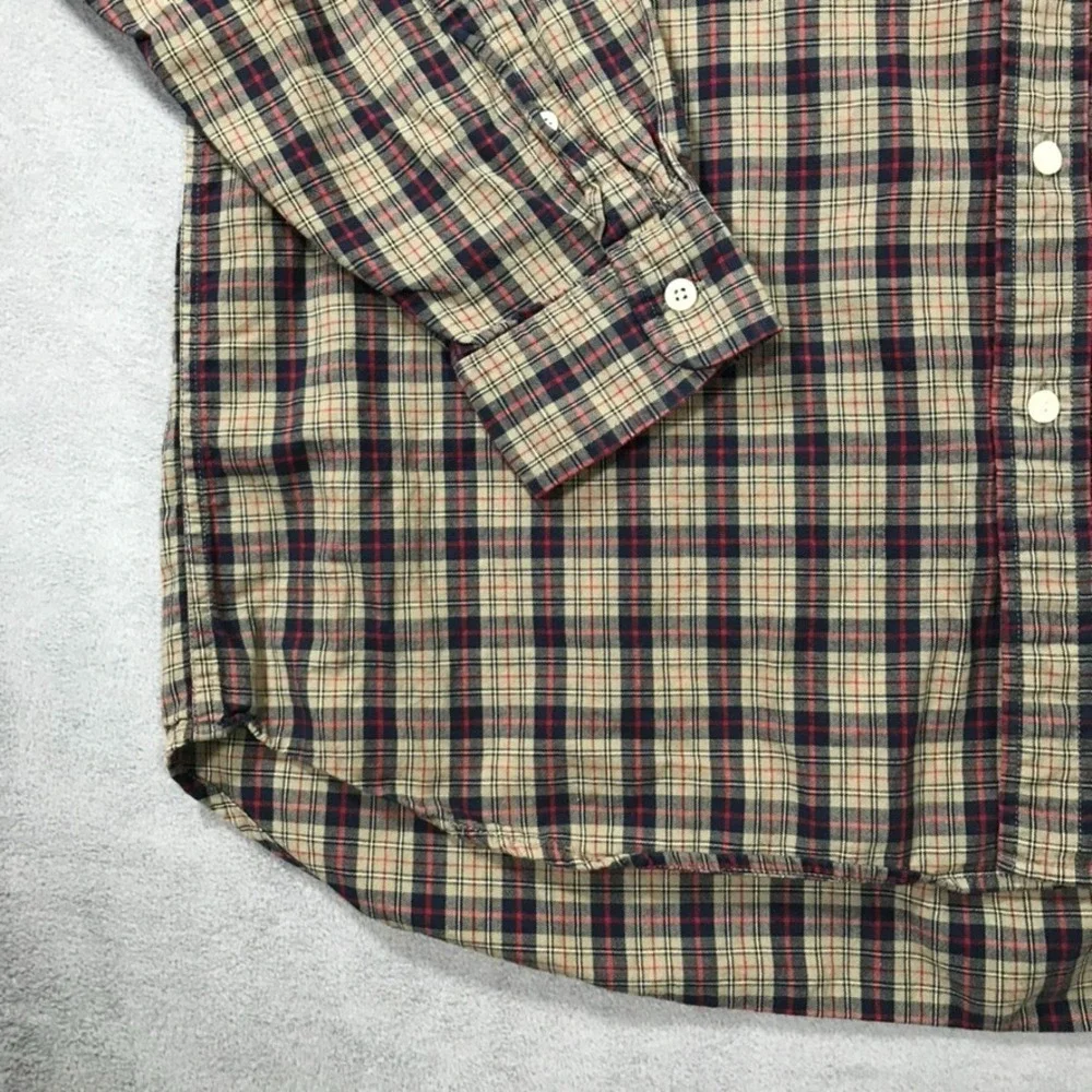 J. Crew Mens XL Plaid Button Down Long Sleeve Shirt Preppy Multicolor Cotton